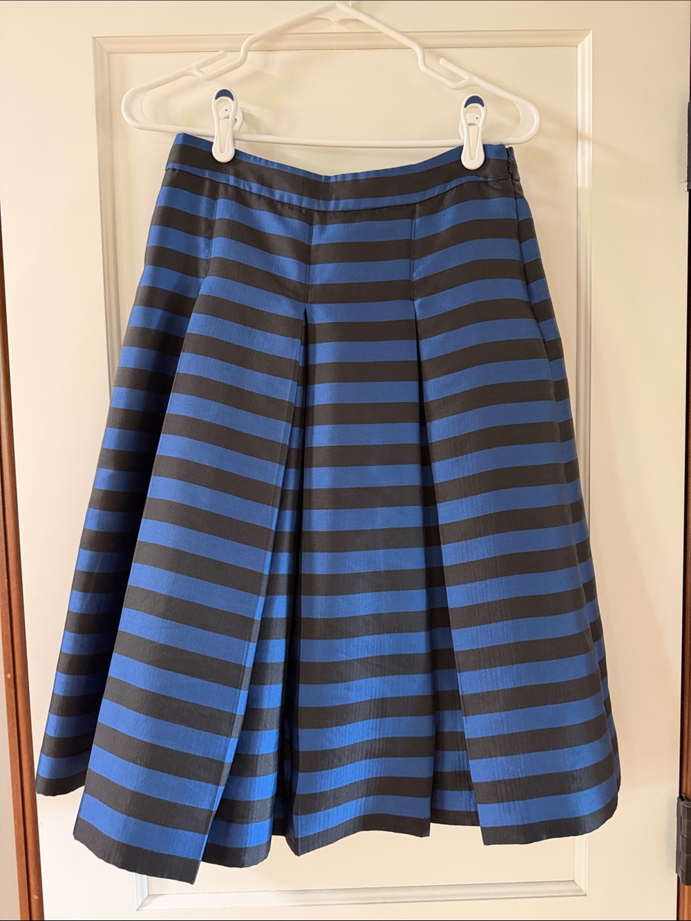 Halogen Black and Blue Horizontal Stripe A-Line Skirt